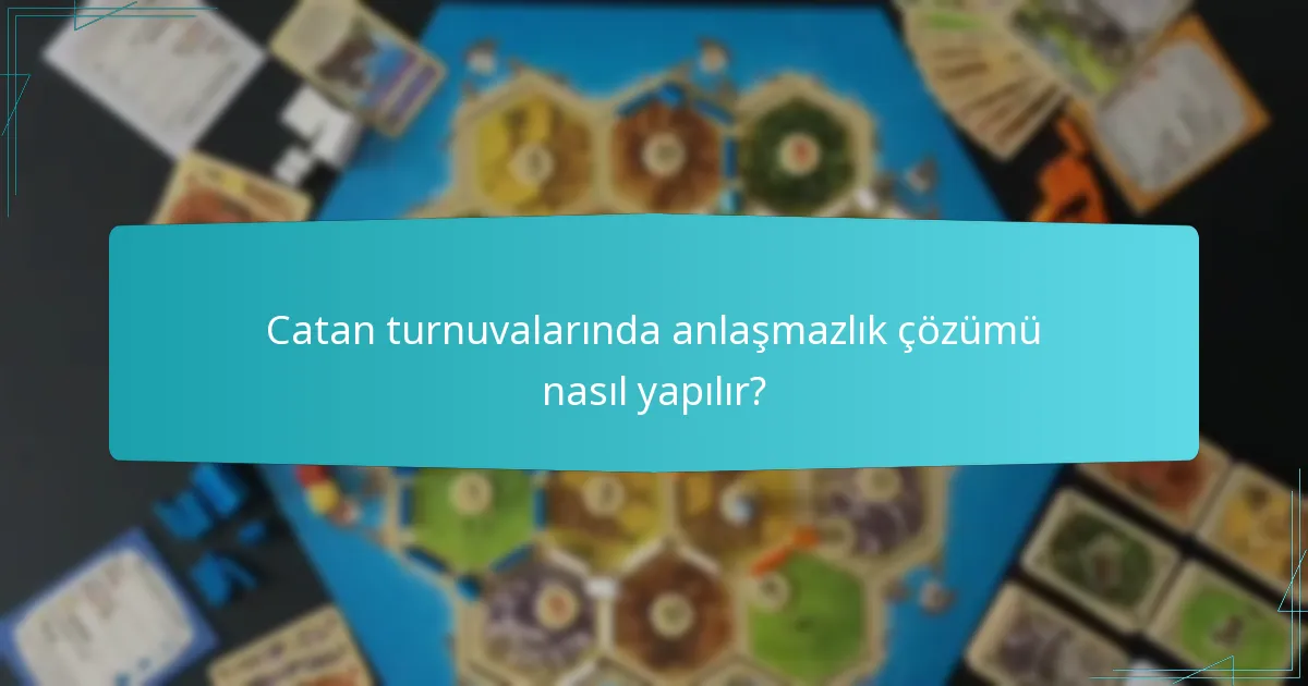 Catan turnuvalarında anlaşmazlık çözümü nasıl yapılır?
