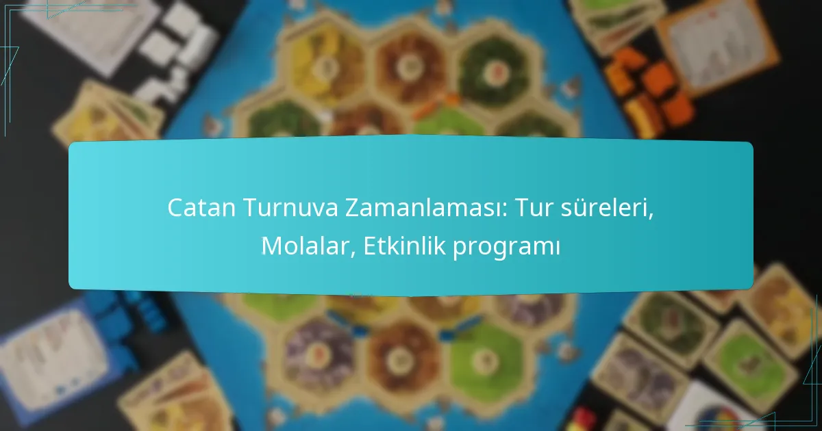 Catan Turnuva Zamanlaması: Tur süreleri, Molalar, Etkinlik programı